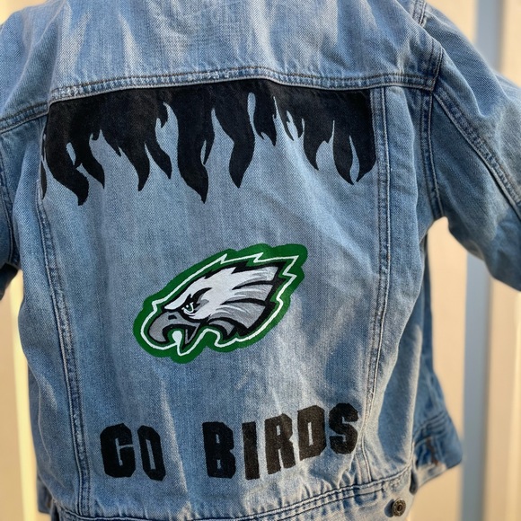 Repurposed Philadelphia Eagles Denim Jacket - Picture 3 of 13